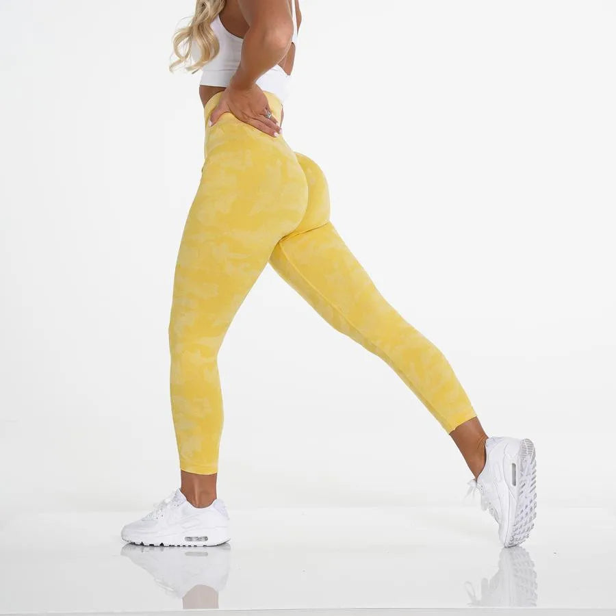 2022 Stretchy Gym Tights Seamless Leggings Tummy Control Camo Yoga Pants High Waist Sport Gym Leggings Running Pants Women