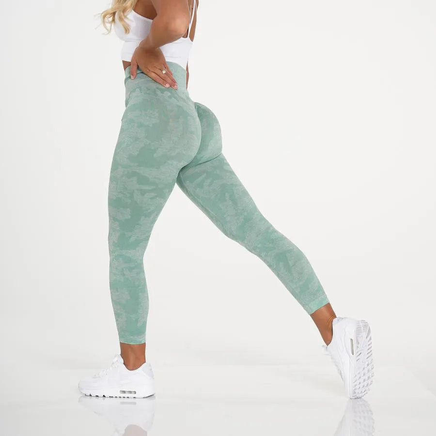 2022 Stretchy Gym Tights Seamless Leggings Tummy Control Camo Yoga Pants High Waist Sport Gym Leggings Running Pants Women