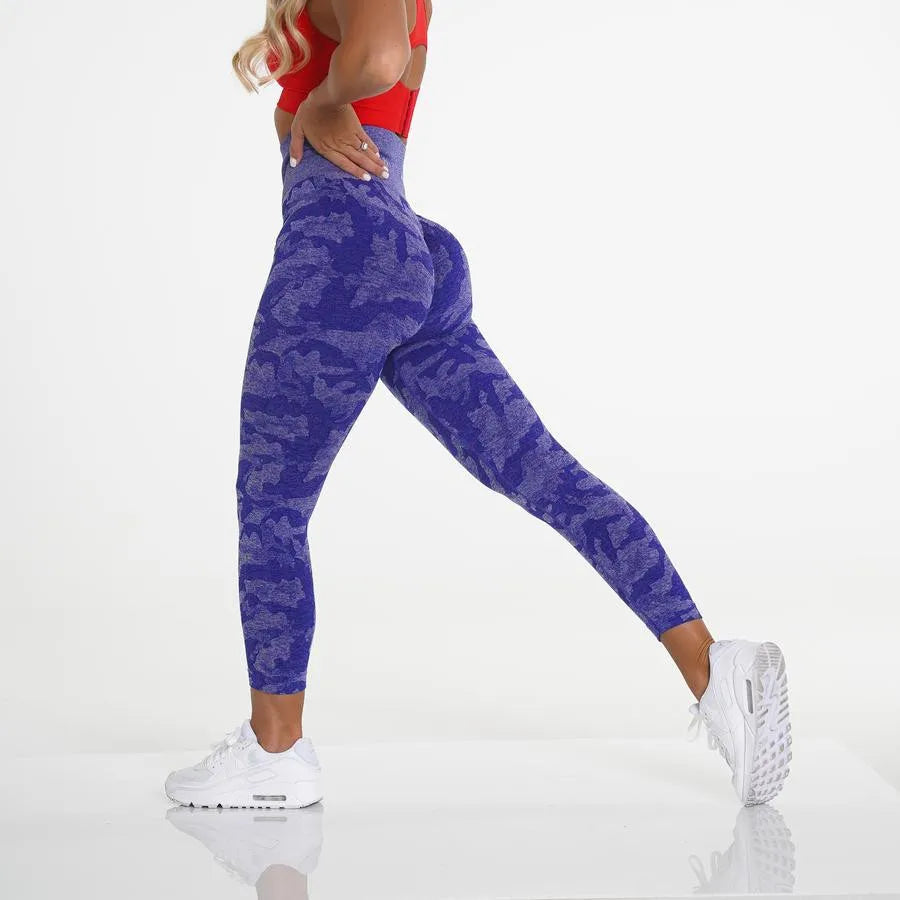 2022 Stretchy Gym Tights Seamless Leggings Tummy Control Camo Yoga Pants High Waist Sport Gym Leggings Running Pants Women