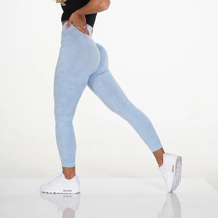 2022 Stretchy Gym Tights Seamless Leggings Tummy Control Camo Yoga Pants High Waist Sport Gym Leggings Running Pants Women